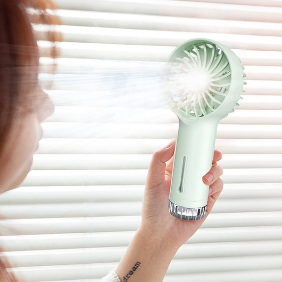 Gnmfd USB Rechargeable Mini Misting Fan Portable Humidifying Small Fan Personal Cooling for Office Desk Home Travel Summer Outdoor Use LED Night Lights Plug Into Wall