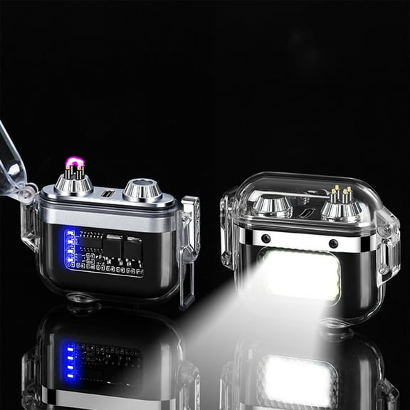 Gnmfd USB Rechargeable Windproof Plasma Lighter Outdoor Flameless Ignition Tool, Safe Portable Camping Hiking Fire Starter with LED Light for Survival Gear