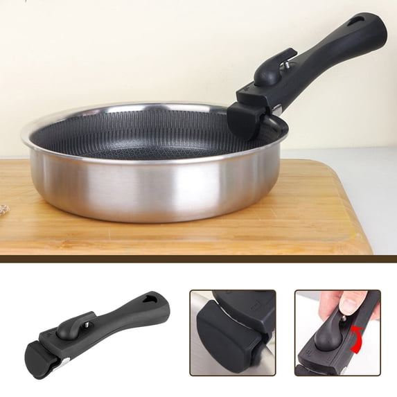 Gnmfd Universal Removable Pot Handle, Clip-On Kitchen Pan Handle for Outdoor Camping, Non-Stick Saucepan Cooking Accessory, Easy Install and Remove