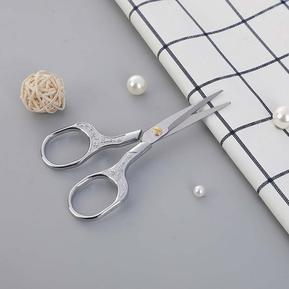 Gnmfd Vintage Stainless Steel Electroplated Scissors Carved Thread Ends Home Office Scissors Ergonomic Handle for Sewing Paper Cloth Crafts Holiday Gift Essential
