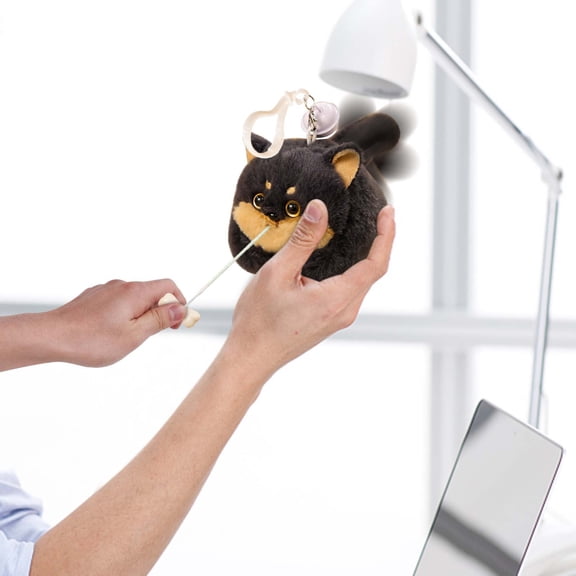 Gnmfd Wagging Tail Dog Keychain Toy Panda Dog Plush Cute Novelty Gift Accessory for Backpack Purse Car Decoration Fun Interactive Pet Lover Blanket Storage Blanket for Bed