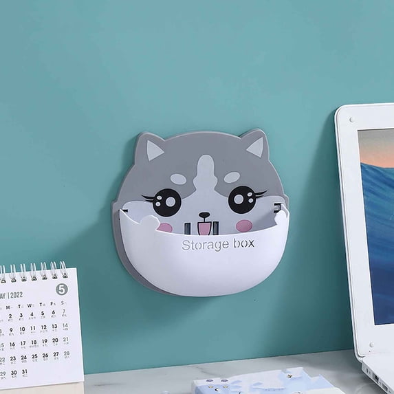 Gnmfd Wall-Mounted Charging Storage Rack, Self-Adhesive Organizer for Bathroom, Bedroom, Kitchen, Office, and Living Room, Multi-Use Storage Box for Cellphones, Remote Control, and Makeup