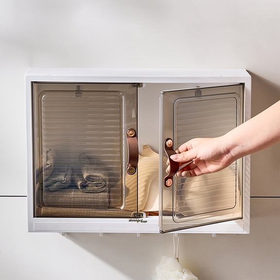 Gnmfd Wall‑Mounted Mirror Cabinet Storage Box For Bathroom Vanity, Magnetic Door Organizer With Front Opening, Durable Moisture‑Resistant Plastic, Space‑Saving Shelf For Toiletries And Cosmetics
