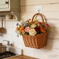 thumbnail image 1 of Gnmfd Wall-Mounted Woven Basket Rattan-Style Flower And Small Item Storage Holder, Plastic Imitation Rattan Hanging Basket For Entryway Kitchen Bathroom Decor And Light Storage, 1 of 6
