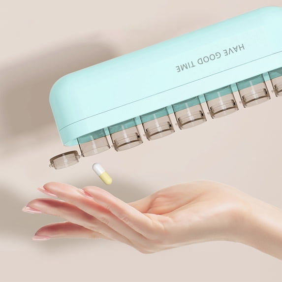 Gnmfd Weekly Pills Organizer 7 Compartments Portable Pills Case for Tablets Supplements Medication, Transparent Compact Travel Proof Pill Box for Home Office Gym Bag Storage