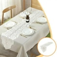 thumbnail image 1 of Gnmfd White Hollow Lace Table Flag Runner, Elegant Floral Tablecloth Decoration, Festive Holiday Dining Table Decor for Family Meals Party Centerpiece 13.78x45.28 Inches, 1 of 6
