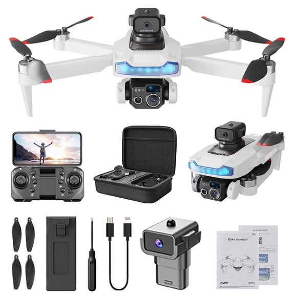 Gnmfd WiFi FPV Drone with 4K Camera for Adults, Foldable Quadcopter, Headless Mode, Altitude Hold, One-Key Takeoff, Gesture Control, Fly Route, LED Lights, GPS Drone with 4K Camera for Christmas