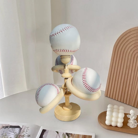 Gnmfd Wooden Baseball Display Stand 4 Slot Baseball Holder Storage Rack, Personalized Gift For Father’s Day Birthday Holiday Home Office Decoration Storage Organizer Storage Box Storage Shelf
