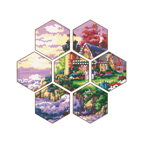 Gnmfd Wooden Diamond Painting Coaster Set DIY, Handcrafted Table Mats with Stain Heat Resistant Protection for Dining Decor Home Party Gift Relaxation