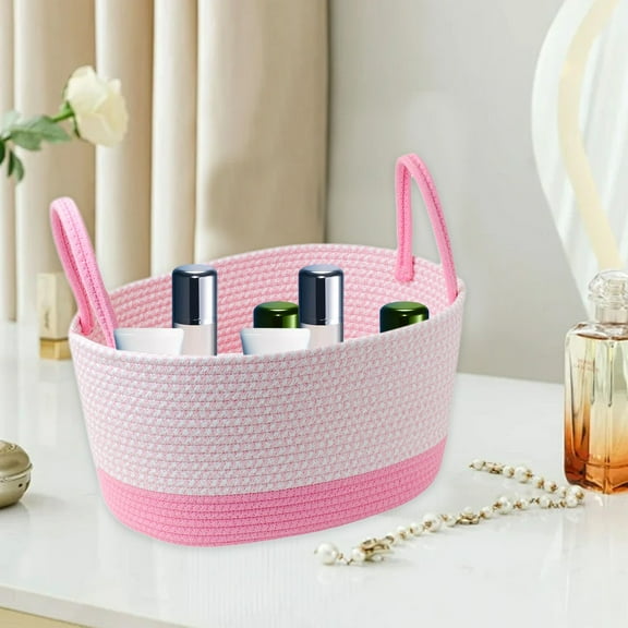 Gnmfd Woven Cotton Desktop Storage Basket, Multi-Purpose Storage Organizer for Office, Bathroom, Bedroom, Stylish Storage for Toys, Books, Accessories, Household Organization