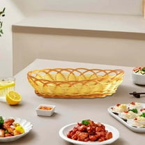 Gnmfd Woven Fruit Snack Basket Plastic Popcorn Bread Basket Elevated Base Durable Storage For Kitchen Dining Living Room Decorative Home Toy Organizers And Storage Food Storage Containers With Lids