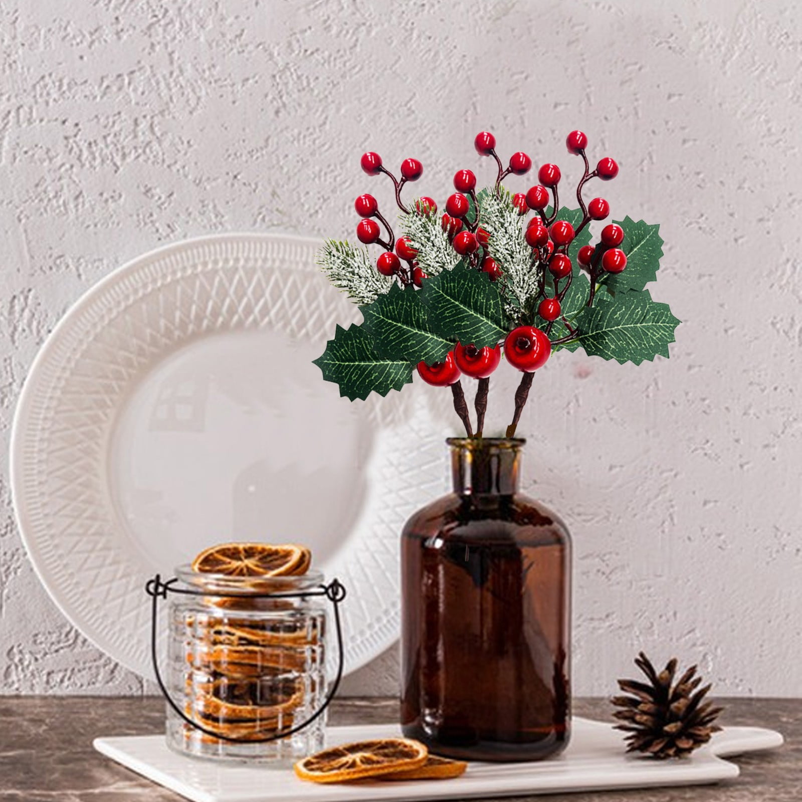 Gnobogi 5PCS Simulation Of Small Red Fruit Berry Christmas Decoration