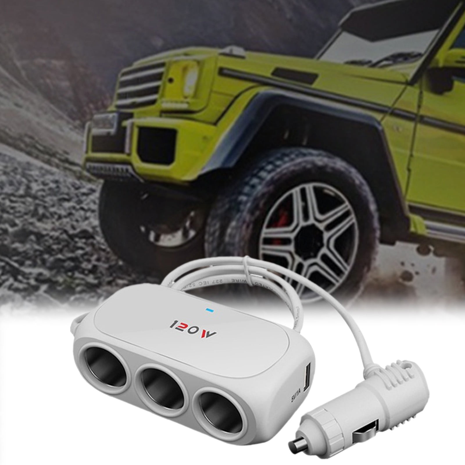 Gnobogi Multi Hole Car Mounted 1to3 Charging Interface Power Cord