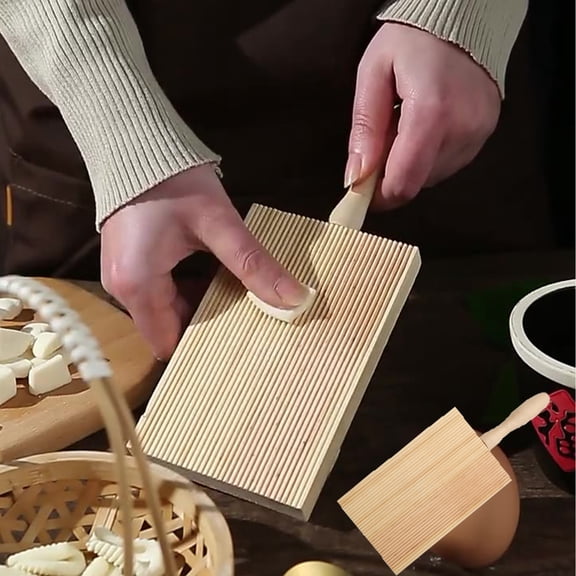Gnocchi Board for Pasta Making | Natural Beechwood Gnocchi Maker with Handle | Creates Ridges for Sauce | Homemade Pasta Tool for Gnocchi & Garganelli | Kitchen Gadget for Pasta Lovers