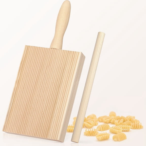 Gnocchi Boards and Ravioli Rolling Pin, Pasta Making Tools Accessories, Curved Gnocchi Board Paddle Roller for Pasta Lovers Baking, Homemaking