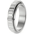 thumbnail image 1 of Rotatable Vertical Stripe Stainless Steel Fidget Ring for Women Men, Anxiety Mood Fidget Jewelry, 1 of 7