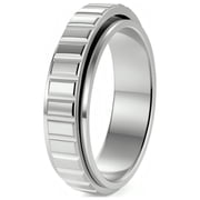 Rotatable Vertical Stripe Stainless Steel Fidget Ring for Women Men, Anxiety Mood Fidget Jewelry