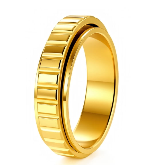 Rotatable Vertical Stripe Stainless Steel Fidget Ring for Women Men, Anxiety Mood Fidget Jewelry Ring
