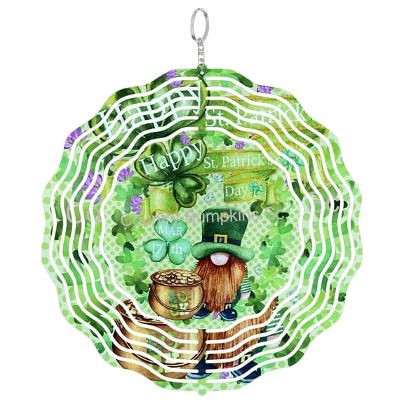 Gnome 3D Wind Spinner Window Hanging Decor St Patrick's Day Green