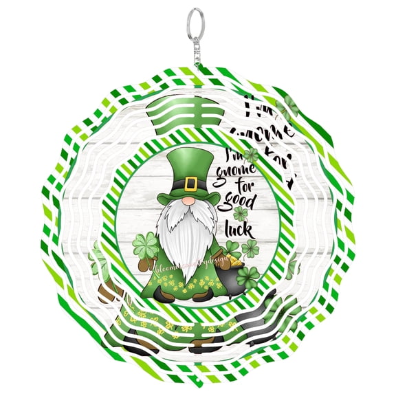 Gnome 3D Wind Spinner Window Hanging Decor St Patricks Day Green