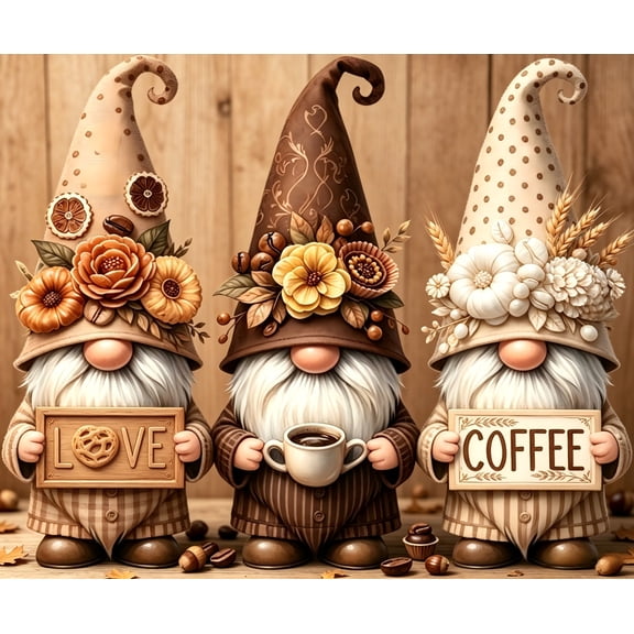 Gnome 5D Diamond Painting Kit Coffee Gnome Extra Large Diamond Dot Art Kits For Adults Round Full Drill, DIY Crystal Rhinestone Craft for Home Wall Decor, Relaxing Gift for Women-8x12