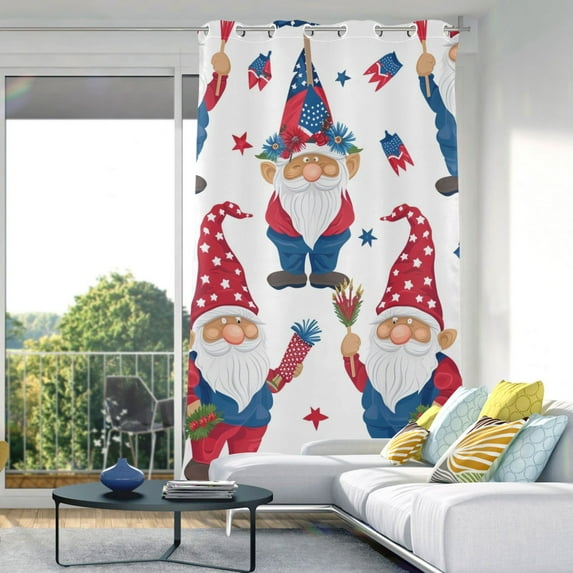 Gnome American Flags Blackout Curtain Panels Drapes Privacy Assured with Light Filtering Curtains for Living room Bedroom Bathroom Window