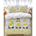 thumbnail image 1 of Gnome with Bedding Duvet Cover Set Full Size 4 Pieces Lemon Rustic Yellow Checked Wood Grain Bedding Set with Zipper Closure, 1 Comforter Cover 86x86 Inches 1 Flat Sheet & 2 Pillow Cases, 1 of 7