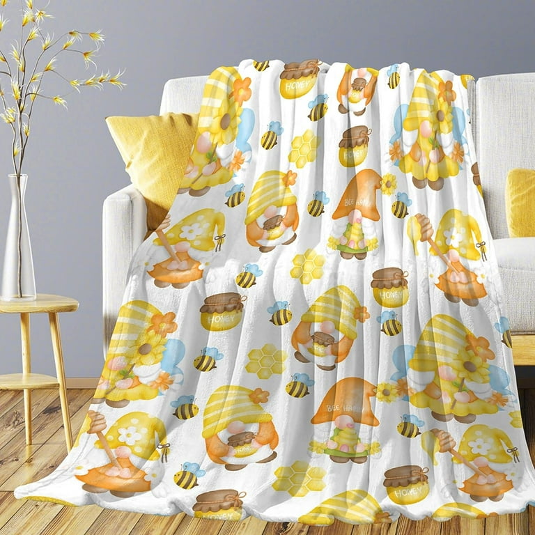 Flannel Blankets Bee Fleece Blanket Gnome Bee Blanket
