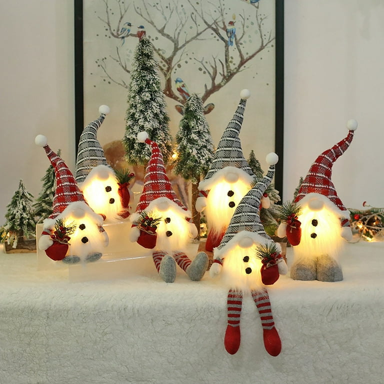 Gnome Christmas Decorations with Led Light, Handmade Plush Swedish Tomte  Gnomes, Scandinavian Santa Elf Table Ornaments, Nordic Nisse Figurine  Holiday Decor Gift 