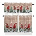 thumbnail image 1 of Gnome Christmas Kitchen Curtains and Valances Set, Winter Snowflakes Brown Wood Grain Xmas Tree Rod Pocket Window Valance Window Curtain Panels for Living Room Bedroom Laundry, 27.5x24in, 3 Pieces, 1 of 7