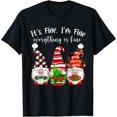 thumbnail image 1 of Gnome Christmas Lights It's Fine I'm Fine Everything Is Fine T-Shirt, 1 of 3