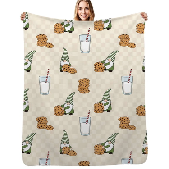 Gnome Cookies Milk Pattern Soft Blanket Travel Bedding Throws Flannel Bedspread Sofa Bed Cover