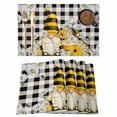 thumbnail image 1 of Gnome Country Diasy Floral Placemats Set of 6,Wipeable Washable Table Mats for Dining Tables, Black White Plaid Checker Place Mats for Kitchen Event Party Tabletop Decor, 1 of 9