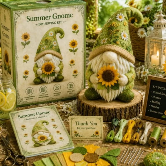Gnome Crochet Knitting DIY Kit, Complete All One Craft Pack Step Step Video Tutorials Soft Long Lasting Yarn, Festive Handmade Centerpiece Gift for Beginners Crafting Enthusiasts