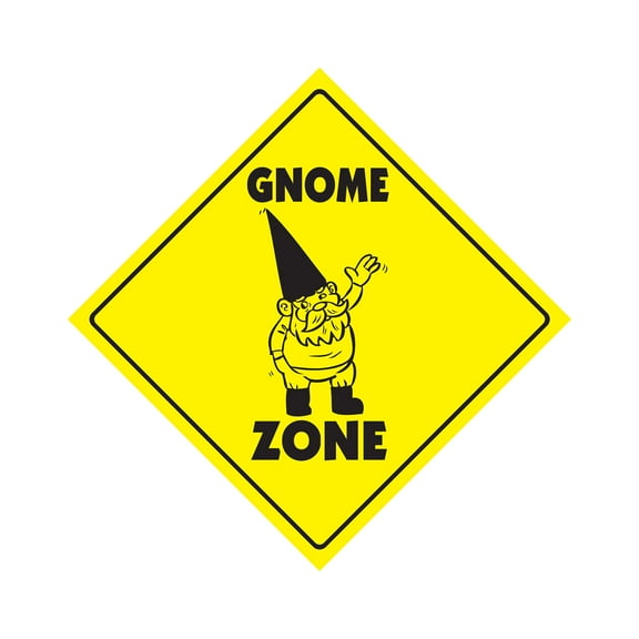 Gnome Crossing Sign Zone Xing | Indoor/Outdoor | 20" Tall garden lawn fantasy statue nome operating system