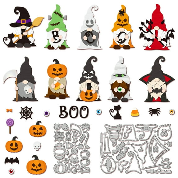 Gnome Cutting Dies for Card Making Pumpkin Bat Spider Cut Die for DIY Scrapbooking Journal Embossing Paper Craft Decor DIY
