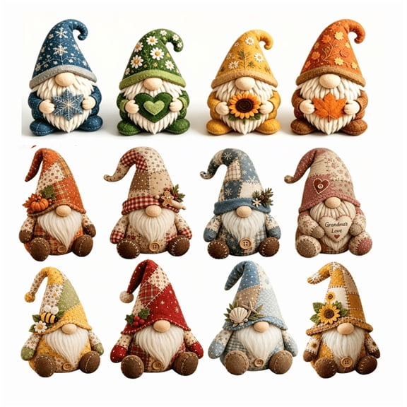 Gnome DIY Patchwork Animal Kit, Handmade Sewing Craft Kit with Pre-Cut Fabric & Stuffing, Create Your Own Adorable Animals, 3D Cute Patchwork Animal DIY Kit Beginners, Craft Lovers H