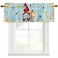 thumbnail image 1 of Gnome Daisy Window Valance Curtain Yellow White Flowers Blue Rod Pocket Short Curtain for Living Room, Bedroom & Kitchen Window Decor 42x18in, 1 of 8
