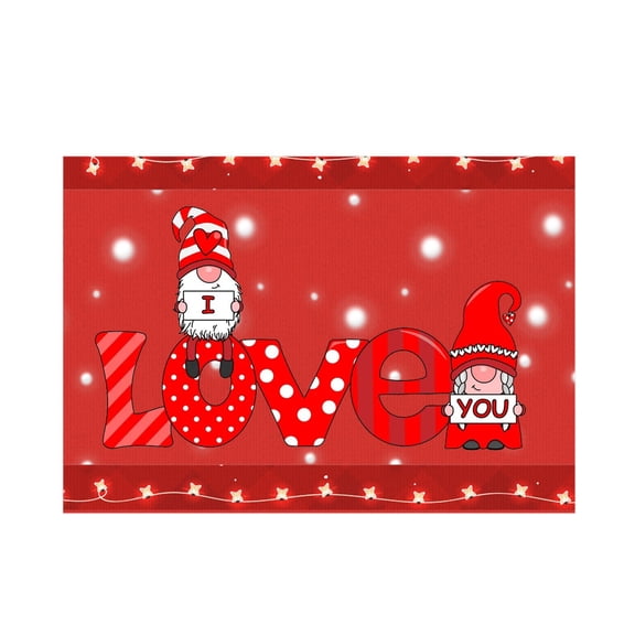 Gnome Decorative Doormat, Polyester Half Fold Delivery Mat, Happy Valentine'S Day Gnome Doormat, Polyester Non Slip Welcome Mat for Indoor Outdoor Entrance Bathroom 40X60Cm Half Fold Design A