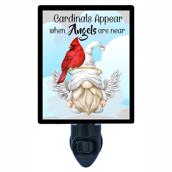 Gnome Decorative Photo Night Light Plus One Extra Free Switchable Insert. 4 Watt Bulb. Image Title: Angel Gnome.