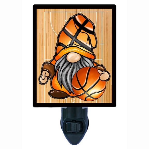 Gnome Decorative Photo Night Light Plus One Extra Free Switchable Insert. 4 Watt Bulb. Image Title: Basketball Gnome.