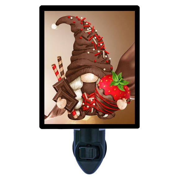 Gnome Decorative Photo Night Light Plus One Extra Free Switchable Insert. 4 Watt Bulb. Image Title: Chocolate Gnome.