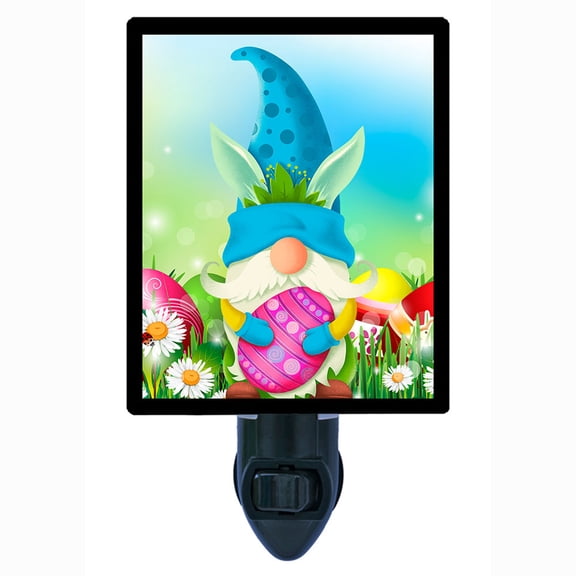 Gnome Decorative Photo Night Light Plus One Extra Free Switchable Insert. 4 Watt Bulb. Image Title: Easter Gnome.