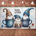 thumbnail image 1 of Gnome Design Hello Winter Banner Christmas Theme Snowflake Illustration for Holiday Decoration Home Decor Winter Party, 1 of 9