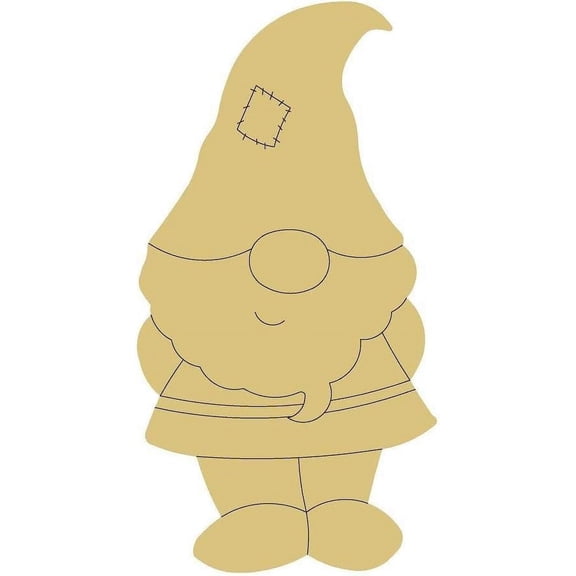Gnome Design by Lines Cutout Unfinished Wood Gnome Garden Door Hanger MDF Shape Canvas Style 1 Art 1 (24")