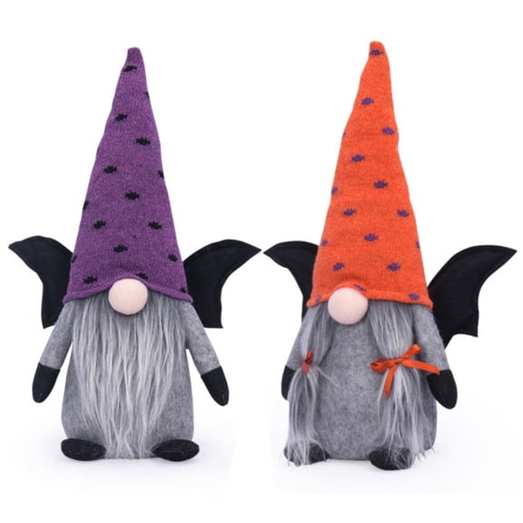 Gnome Doll Figurine, Halloween Decoration with Bat Ornaments for Party Day Kids Gift
