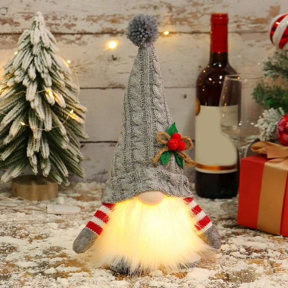 Gnome Doll with LED Light Merry Christmas Decor-Grey
