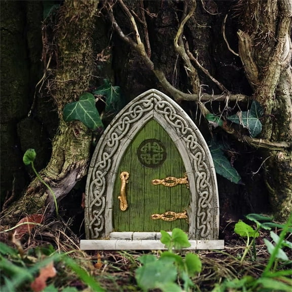 Gnome Door Figurine, Kadlawus Gnome Door Figurine, Miniature Wooden Fairy Door for Garden, Tree, Window Decor, Outdoor Ornament for Yard, Patio, Fairy Tale Themed Decoration forkids, Home Decor