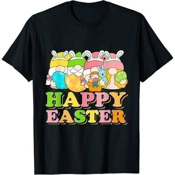 Gnome Easter Bunny easter 2022 date easter T-Shirt men and women can wear, black, white, gifts