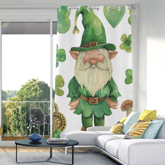 Gnome Fairy Leaves St-patrick's Day Blackout Curtain Panels Drapes Privacy Assured with Light Filtering Curtains for Living room Bedroom Bathroom Window